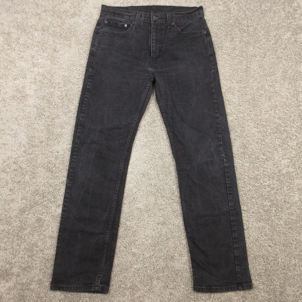 Levis Jeans Mens 32x30 (Tag 33x32) Black 505 Regular Straight Washed Denim Pants